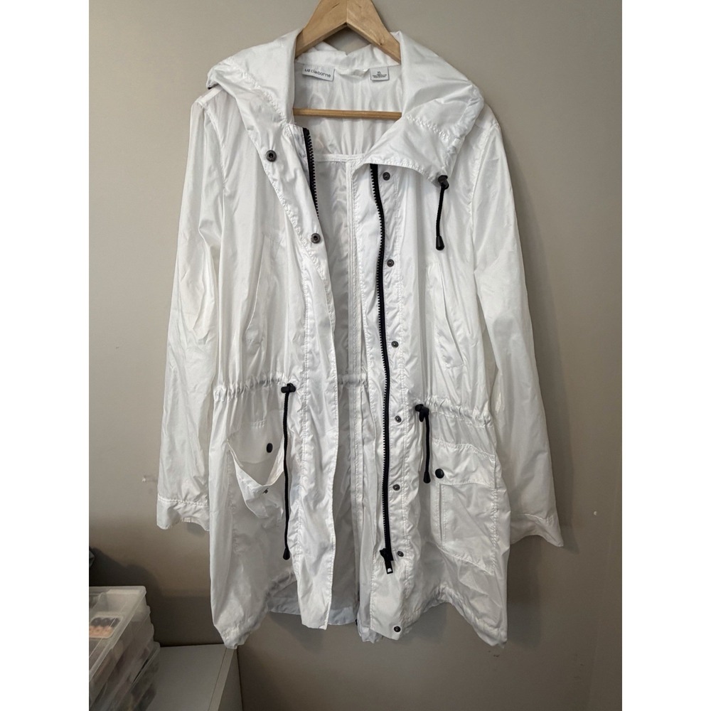 Liz Claiborne Womans XL White Pullover Golf Wind Breaker Jacket Adjustable NWOT